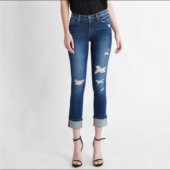 Flying Monkey Denim - Flying Monkey High Rise Ripped Cuffed Stretch Skinny Jeans Size 30
